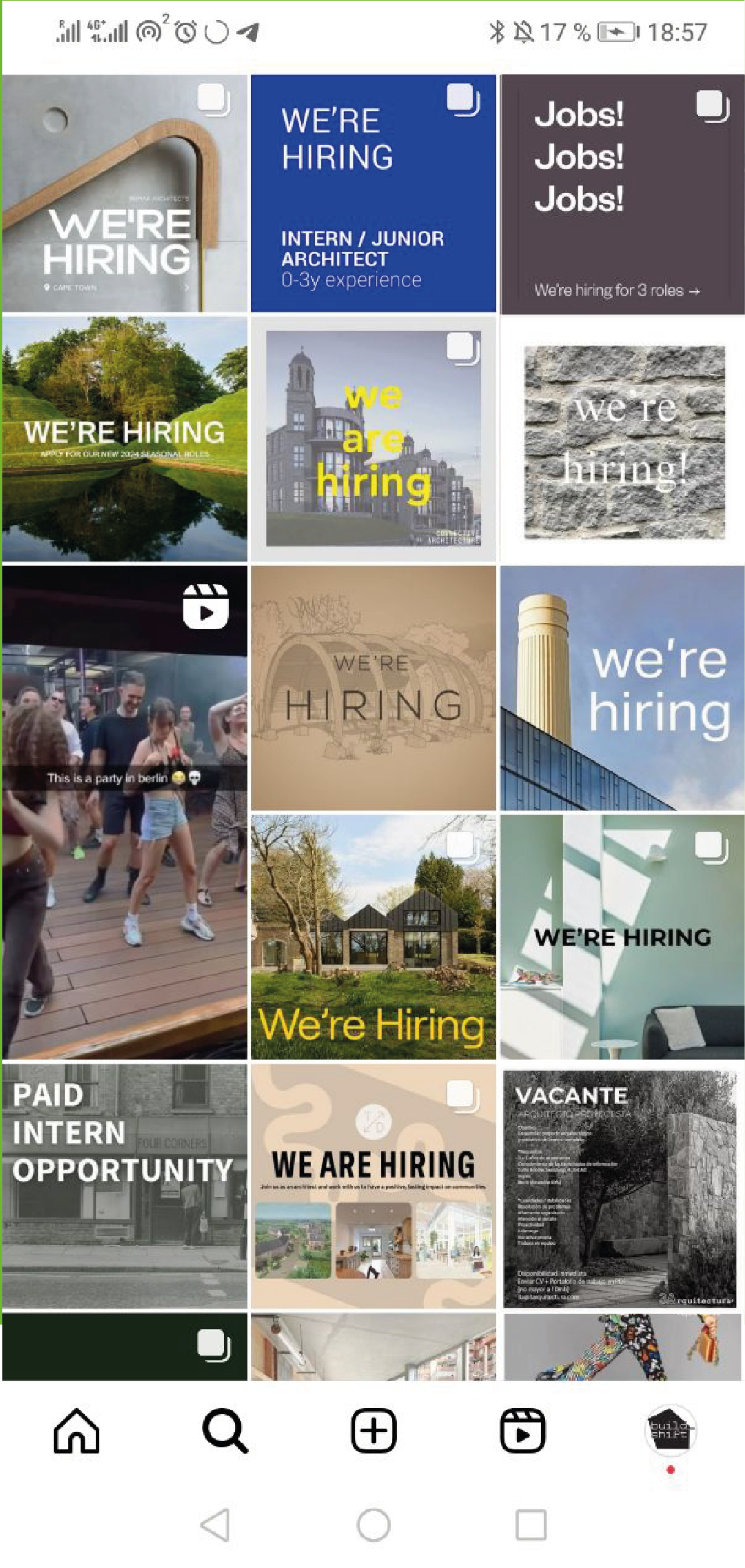 Many announcement of jobs in sustainable architecture